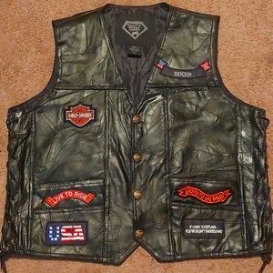 Buffalo leather biker vest